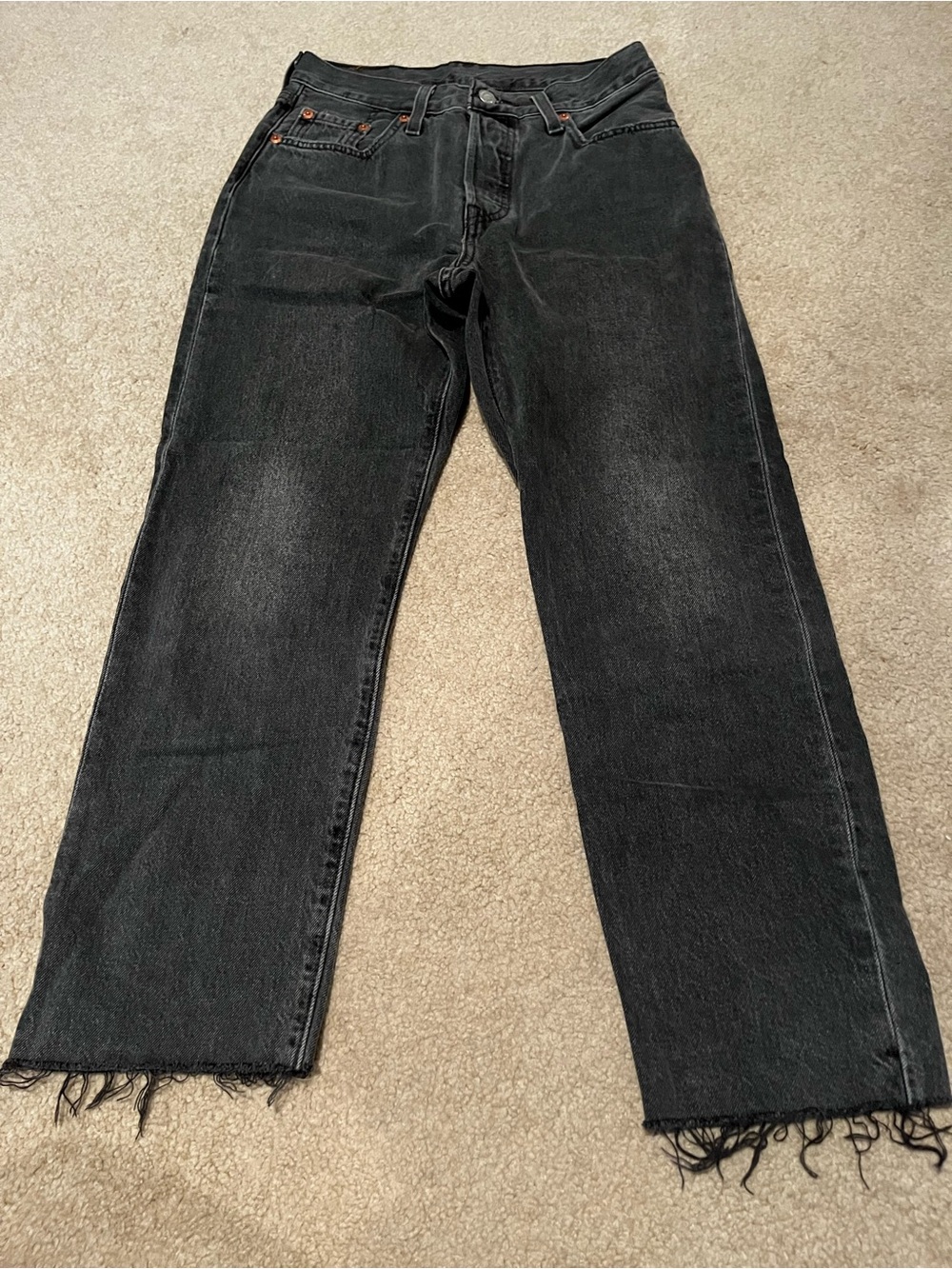 Levi’s 501’s Black Washed Straight-Leg Jeans